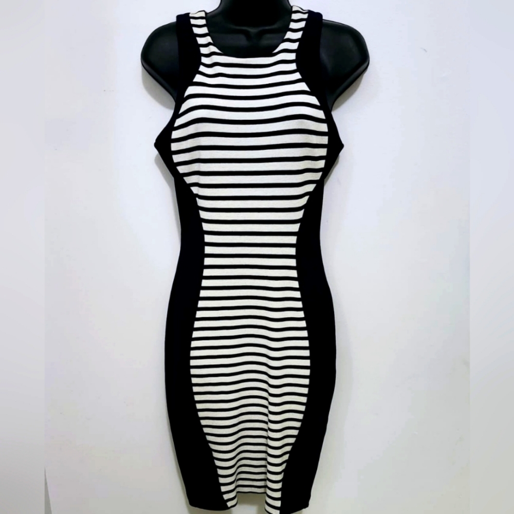 Authentic Joseph Ribkoff Bodycon Striped Mini Dress